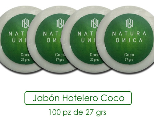 Jabón Hotelero Mayoreo Artesanal Coco 100 Pz De 27gr