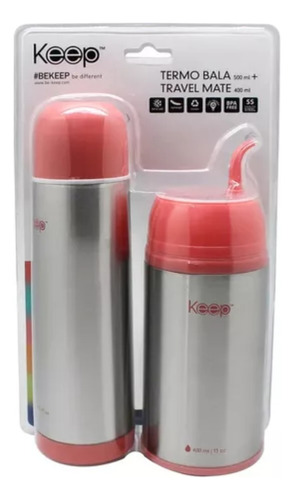 Set Termo Bala 500ml Y Mate Listo 400ml Keep Acero Inox