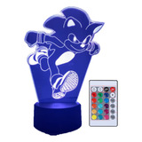 Lámpara Led Rgb 3d Acrílico Sonic Luz Nocturna +control 
