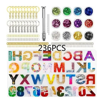 Kit De 236 Piezas Letras De Silicona De Molde De Resina Epóx | Meses sin interés