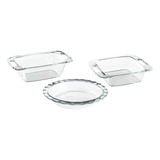 Juego X3pz Tartera Budinera Fuente Cuadrada Easy Grab Pyrex 