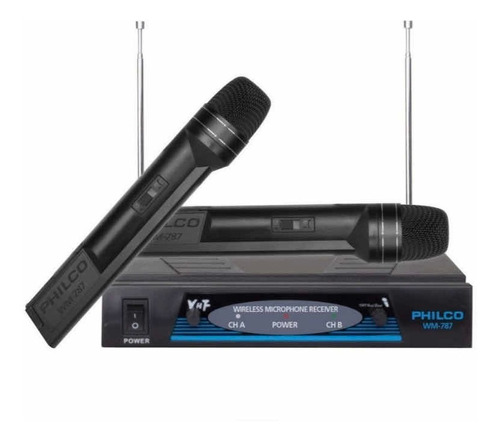 Kit De 2 Microfonos Inalambricos Philco Vhf/ Karaoke/ Wm-787