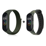 Kit Com 2 Pulseiras P/ Xiaomi Mi Band 3/4 Nylon + Silicone