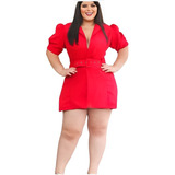 Plus Size Terninho Feminino Macaquinho Social Blazer Curto 