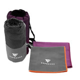 Set 3 Toalla Microfibra Natacion Viaje Pack 2 Gris Purpura