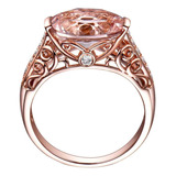 Joyería Elegante Anillo De Cuarzo Rosa En Oro Rosa