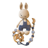 Set Nacimiento - Conejo Crochet + Portachupete + Mordillo
