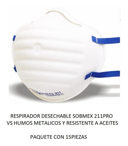 Respirador/mascarilla Para Humo Soldadura Sobmex 211pro 15pz