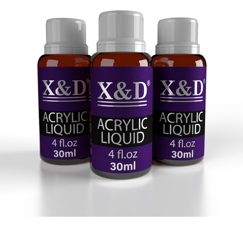 Kit 3 Liquido Acrílico Monomer Xed Unha De Porcelana 30ml