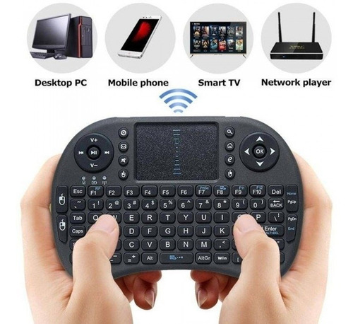 Mini Teclado Tv 4k Usb Sem Fio Universal Até 10m Touch Cor Do Mouse Preto Cor Do Teclado Preto