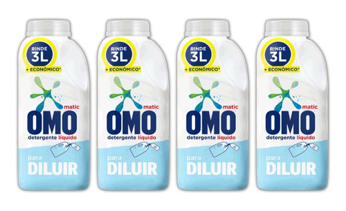 Omo Para Diluir Detergente 500 Ml Rinde 3 Litros Pack X4