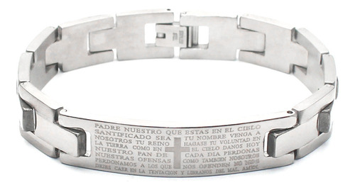 Elegante Pulsera Manilla En Acero Inoxidable Religiosa