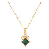 Collar Cristal Verde Esmeralda Corona Elegante Diamante Nice