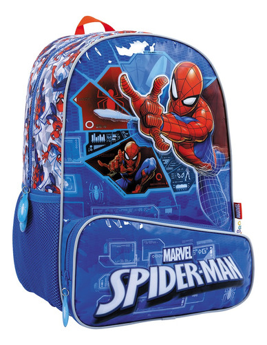 Mochila Wabro Spiderman Tech Espalda 16 Azul Diseño De La Tela 11716 - 38215
