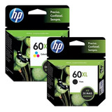 Kit Cartuchos Originais Hp 60 Xl Preto E 60 Xl Color P D2660