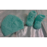 Escarpines Con Gorro Bebe -tejidos Al Crochet