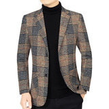 Blazer Negro Casual Hombre Moda Confort Chamarra A Cuadros