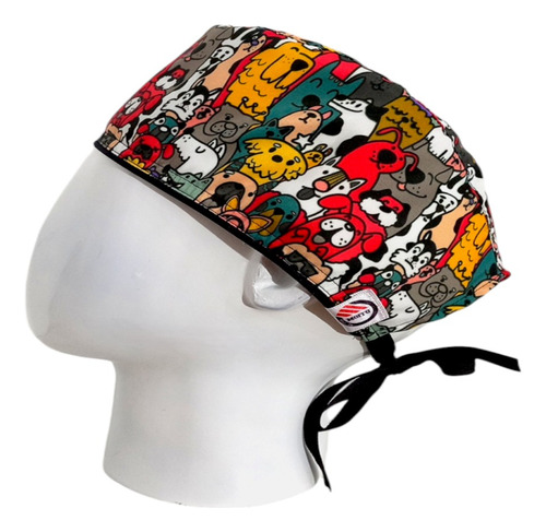 Gorro Quirúrgico Hombre + Lanyard Perritos Coloridos