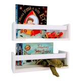 Kit 2 Prateleira Porta Livros Para Quarto De Bebê Mdf 40cm