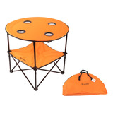 Mesa Plegable Con Porta Vasos 2 Niveles Playa Camping Pesca