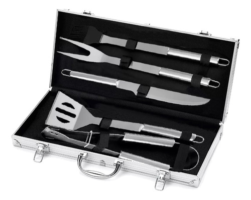 Set Parrillero Asado Barbacoa 5 Pcs Maleta Kit Parrilla