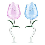  Copa Vino 2 Pcs Forma De Flor Vidrio