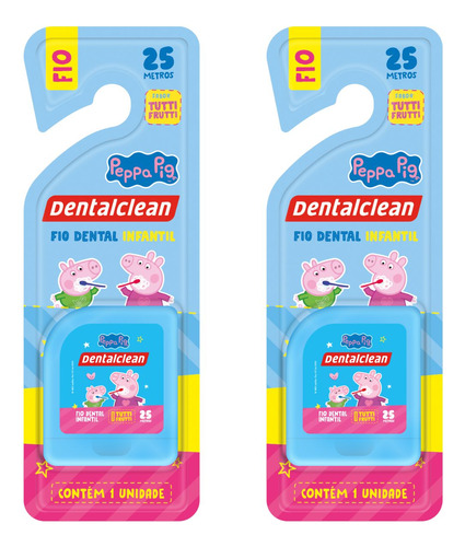 2 Fio Dental Infantil - Peppa Pig - 25m - Azul - Dentalclean