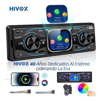 Estereo Hivoz 2.1in Pantallas Autostereo Bluetooth 6.0 Reproductor Multimedia Auto 1 Din Audio Para Vehiculos Rgbic Mp3 Sd Usb Fm Aux Rca 4 X 45w Ecualizador De 15 Bandas | Envío gratis