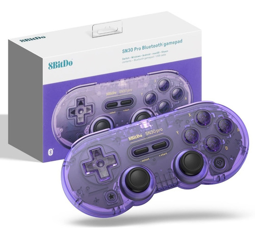 Joystick Controle 8bitdo Sn30 Pro Roxo Cristal C62rt