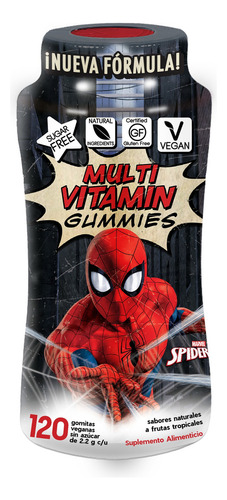 Spider-man Multi-vitaminas Gummies | Sin Azúcar | Veganas | 120 Gomitas