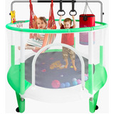 Mini Trampoline For Kids With Net Indoor Outdoor 58 Inch Lit