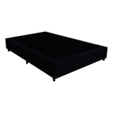 Base Cama Box Casal Suede Preto - 138x188x39