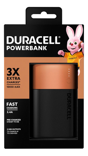 Bateria Portatil Externa Duracell 10050mah 2cargas, 2 Usb