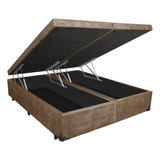 Cama Box Baú Ultra Bi-partida Casal Suede Bege 138x188 Ret