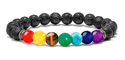 Pulsera 7 Chakras Cuarzos - Piedra Volcánica Dayoshop