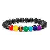 Pulsera 7 Chakras Cuarzos - Piedra Volcánica Dayoshop