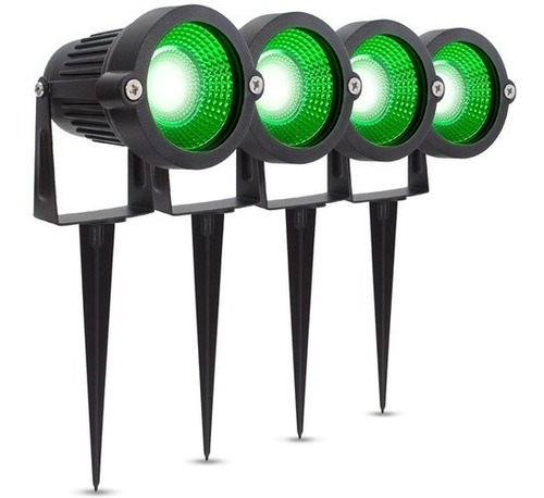 Kit 4 Luminária Própria Espeto De Jardim 7w Led Ip65 Prova Dágua Verde Cor Da Carcaça Preto 110v/220v