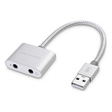 Adaptador De Audio Usb Premium Con Cable Trenzado Para