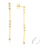 Brinco Rommanel Folheado A Ouro 18k Fio Com Cristais 523390