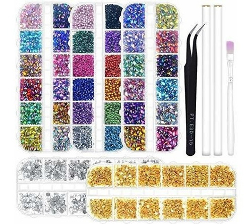 Anezus 6800 Unids Nail Art Pedreria Piedra Gemas Kit De Dise