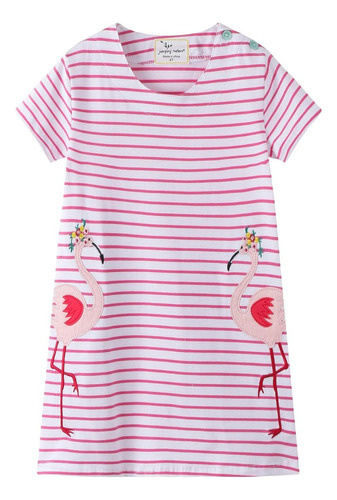 Vestido Manga Corta Niña Rayado Animales Jump Kids