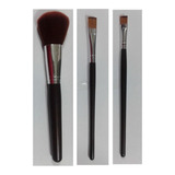 Maquillaje Setx3 Brocha+2 Pincel Ojo Pelo Sintético+estuche 