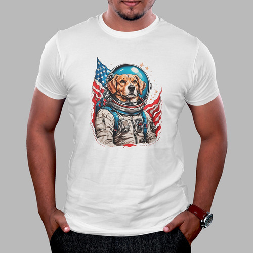 Camiseta Estampada Perro Astronauta Exclusiva