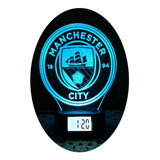 Lámpara Led Ilusión 3d Reloj Alarma Manchester City 