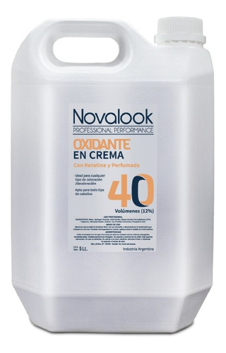 Oxidante En Crema Novalook Con Keratina 40 Volumenes 5 Litro