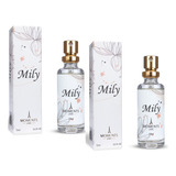 Kit 2 Perfume Feminino Mily Eau De Parfum 15ml Moments Paris Excelente Fragrância Floral Bouquet Dia Spray Bolsa Mulher Presente