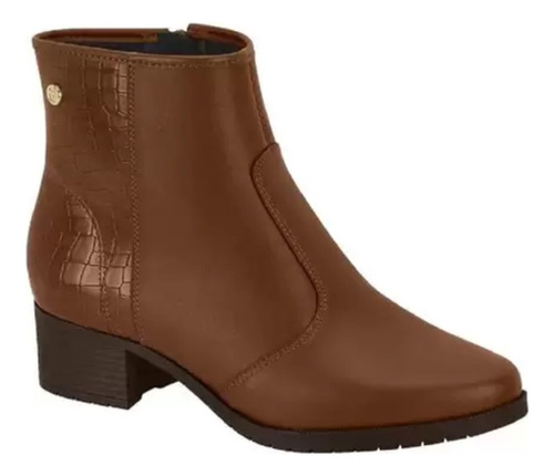 Bota Marron Con Cuero Simil Reptil Mujer Moleca