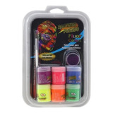 Kit Tinta Maquiagem Color Make Liquida 6 Cores Neon + Pincel