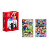 Nintendo Oled Blanco 64gb Mas Juegos Marioparty Y Mariokart8