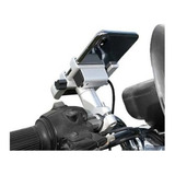 Soporte Celular Moto En Aluminio Con Toma Usb Waze/gps/apps